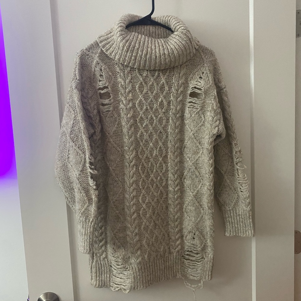 ☀️ 3/$30 Forever 21 Knit Distressed Turtleneck Sweater Dress
